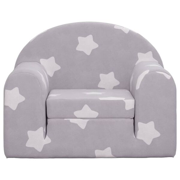 vidaXL Canap&eacute;-lit pour enfants Gris clair avec &eacute;toiles Peluche douce