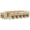 vidaXL Ensemble &agrave; manger de jardin et coussins 15 pcs beige