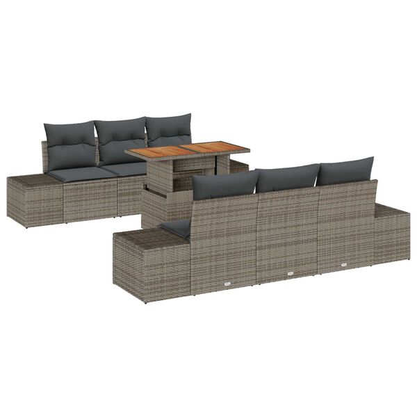 vidaXL Ensemble de salle &agrave; manger pour jardin 7 pcs Gris et marron