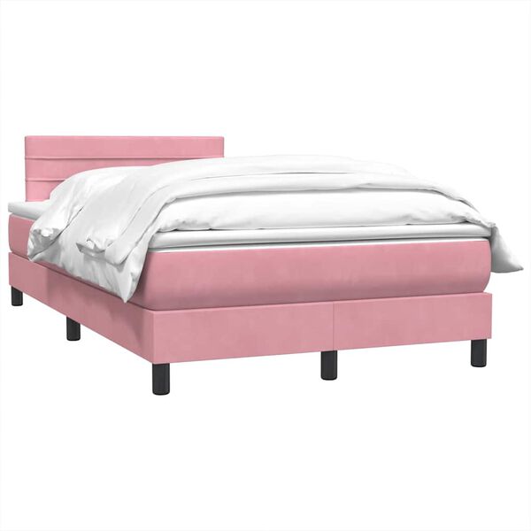 vidaXL Sommier &agrave; lattes de lit avec matelas rose 120x220 cm velours