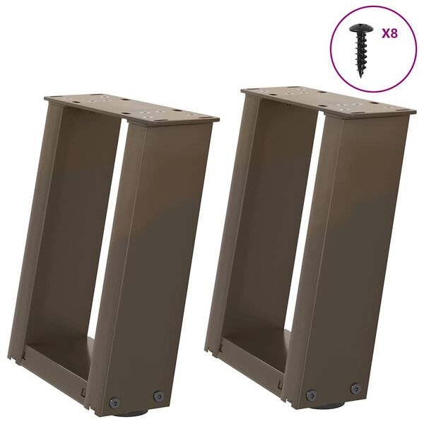 vidaXL Pieds de table basse en U 2 pi&egrave;ces Acier naturel 30 x (30-31) cm Acier