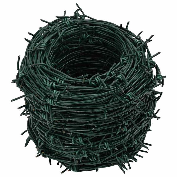 vidaXL Fil barbel&eacute; Vert 100 m Acier Galvanis&eacute; &agrave; Chaud