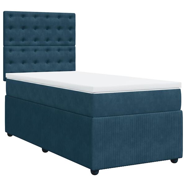 vidaXL Sommier &agrave; lattes de lit avec matelas bleu 100x200 cm