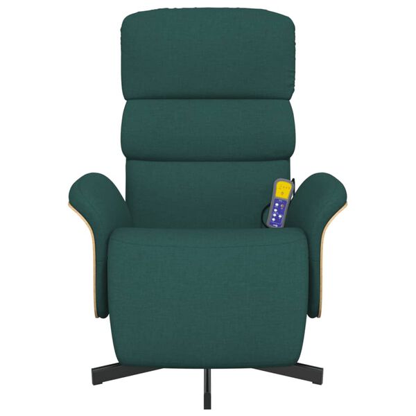 vidaXL Fauteuil inclinable de massage et repose-pieds vert fonc&eacute; tissu