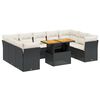 vidaXL Salon de jardin 10 pcs avec coussins noir r&eacute;sine tress&eacute;e