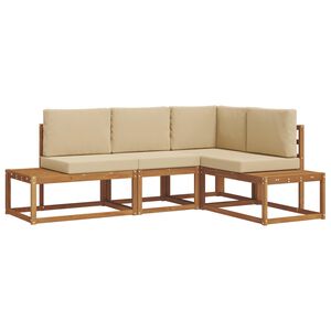 vidaXL 4 pc Ensemble de canap&eacute;s d'ext&eacute;rieur Naturel et Beige