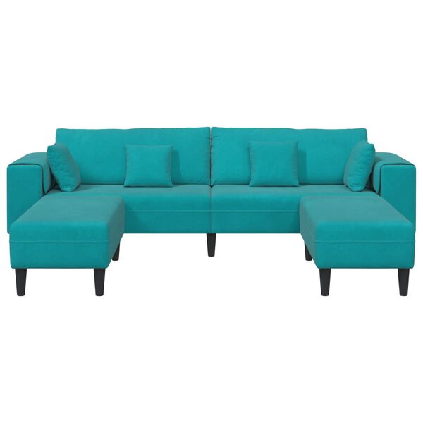 vidaXL Canap&eacute; avec coussin 3 pcs Turquoise Velours