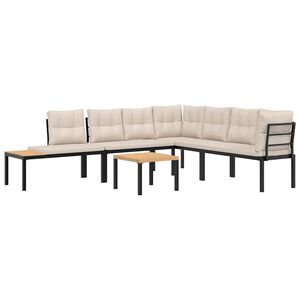 vidaXL Ensemble de banc de jardin avec coussins 5 pcs noir