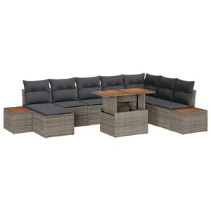 vidaXL Ensemble de canap&eacute; de jardin 9 pc Gris Poly rotin