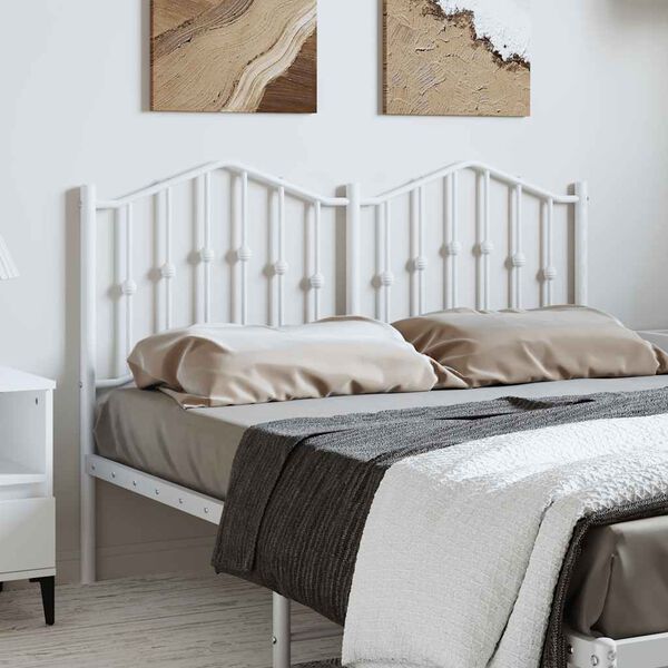vidaXL T&ecirc;te de lit m&eacute;tal blanc 150 cm