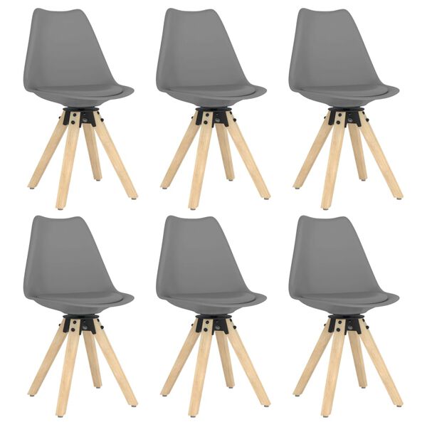 vidaXL Chaises pivotantes &agrave; manger lot de 6 gris PP