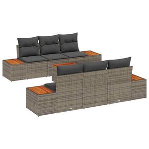 vidaXL Ensemble de canap&eacute; de jardin avec coussin 7 pcs Gris Poly rotin