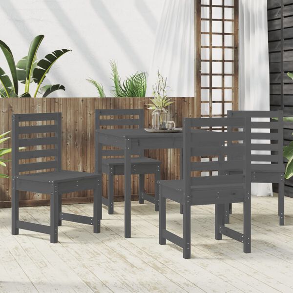 vidaXL Ensemble &agrave; manger de jardin 5 pcs gris bois massif de pin