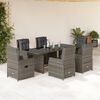 vidaXL Ensemble &agrave; manger de jardin et coussins 7 pcs gris rotin