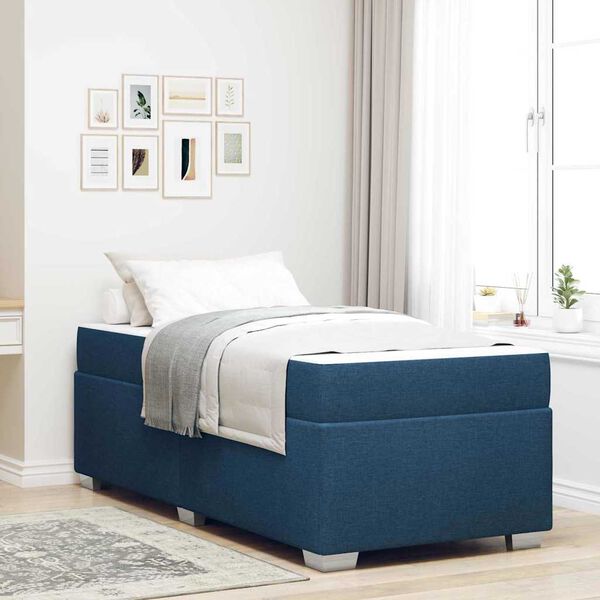 vidaXL Cadre de lit avec matelas Bleu 90 x 200 cm tissu