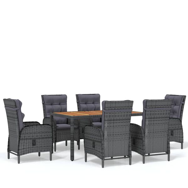 vidaXL Ensemble &agrave; manger de jardin 7 pcs R&eacute;sine tress&eacute;e Gris