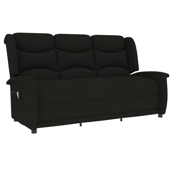 vidaXL Fauteuil de massage inclinable &agrave; 3 places noir tissu