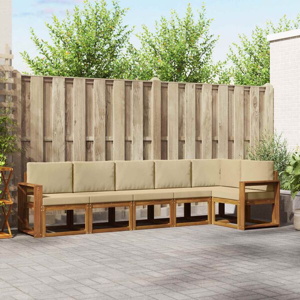 vidaXL Ensemble de canap&eacute;s d'ext&eacute;rieur 6 pcs Naturel et Beige