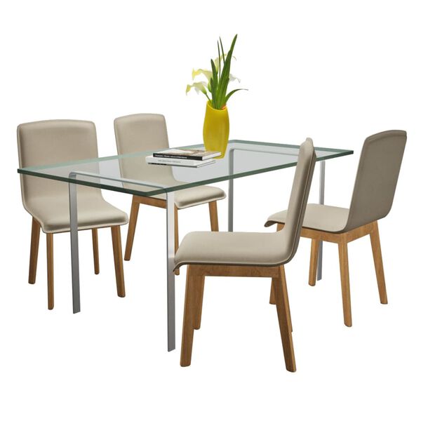 vidaXL Chaises &agrave; manger lot de 4 beige tissu et ch&ecirc;ne massif