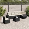 vidaXL Salon de jardin 7 pcs avec coussins noir résine tressée