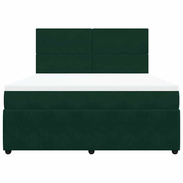 vidaXL Sommier &agrave; lattes de lit et matelas Vert fonc&eacute; 180x200cm Velours