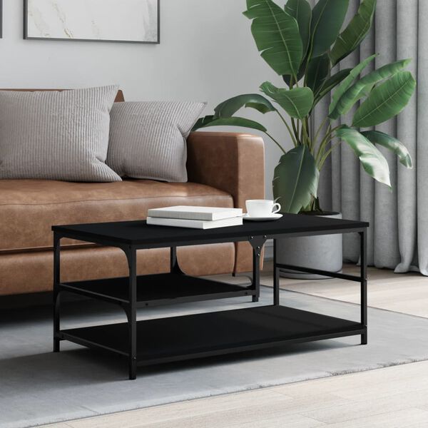 vidaXL Table basse noir 90x49x40 cm bois d'ing&eacute;nierie