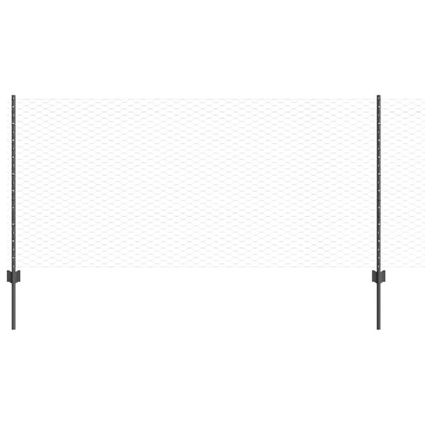 vidaXL Cl&ocirc;ture avec poteau Gris 1 x 50 m Acier et PVC
