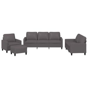 vidaXL Ensemble de canap&eacute;s 4 pcs avec coussins Gris Similicuir