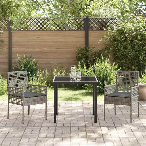 vidaXL Ensemble de salle &agrave; manger pour jardin 3 pcs Gris polyrotin
