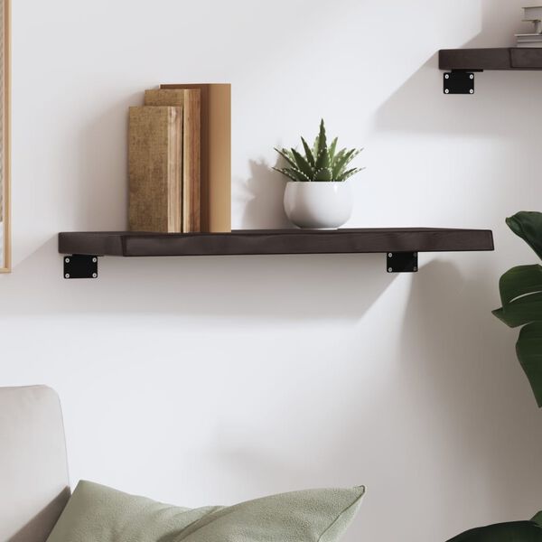 vidaXL &Eacute;tag&egrave;re murale marron fonc&eacute; 60x20x4 cm bois ch&ecirc;ne massif trait&eacute;