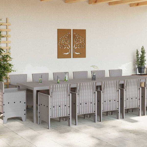 vidaXL Ensemble de salle &agrave; manger pour jardin 15 pcs Gris clair