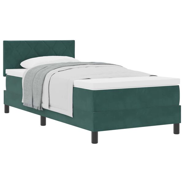vidaXL Lit &agrave; ressorts avec matelas Vert fonc&eacute; 100 x 200 cm Velours