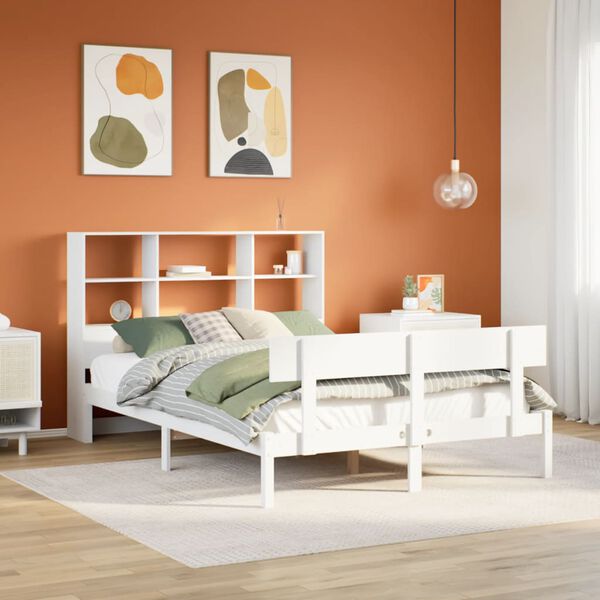 vidaXL Lit biblioth&egrave;que sans matelas blanc 140x200 cm bois pin massif