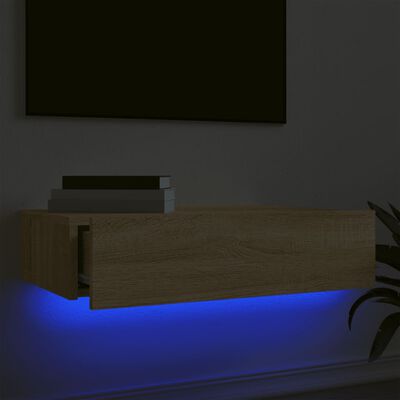 vidaXL Meuble TV avec éclairage LED chêne sonoma 60x35x15,5 cm