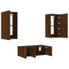 vidaXL Unit&eacute;s murales TV avec LED 4 pcs ch&ecirc;ne marron bois d'ing&eacute;nierie