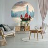 WallArt Papier peint cercle Skyline with Junk Boat 190 cm