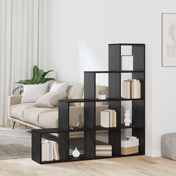 vidaXL Cloison Biblioth&egrave;que Ch&ecirc;ne noir 131,5 x 29 x 131,5 cm