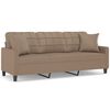 vidaXL Canap&eacute; 3 places et oreillers et coussins Cappuccino 180 cm
