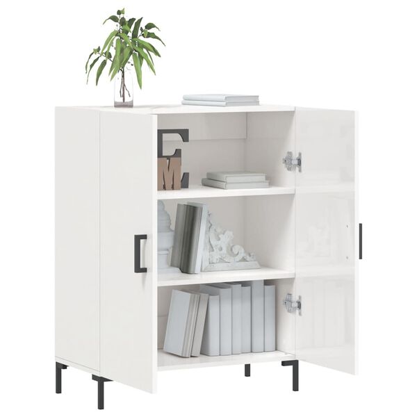 vidaXL Buffet Blanc brillant 69,5x34x90 cm Bois d'ing&eacute;nierie