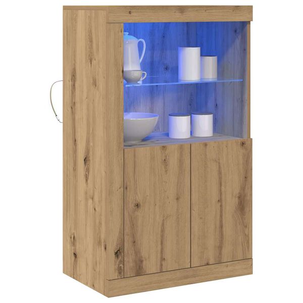 vidaXL Buffet LED Ch&ecirc;ne artisanal 60,5 x 37 x 100 cm Bois d'ing&eacute;nierie
