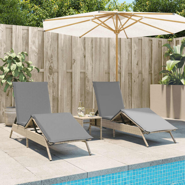 vidaXL Chaises longues avec coussins lot de 2 beige r&eacute;sine tress&eacute;e