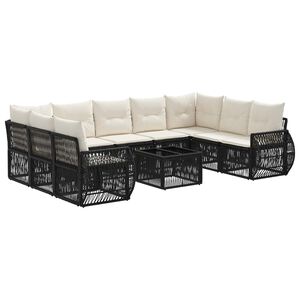 vidaXL Ensemble de canap&eacute; de jardin 10 pc Noir et blanc cr&egrave;me