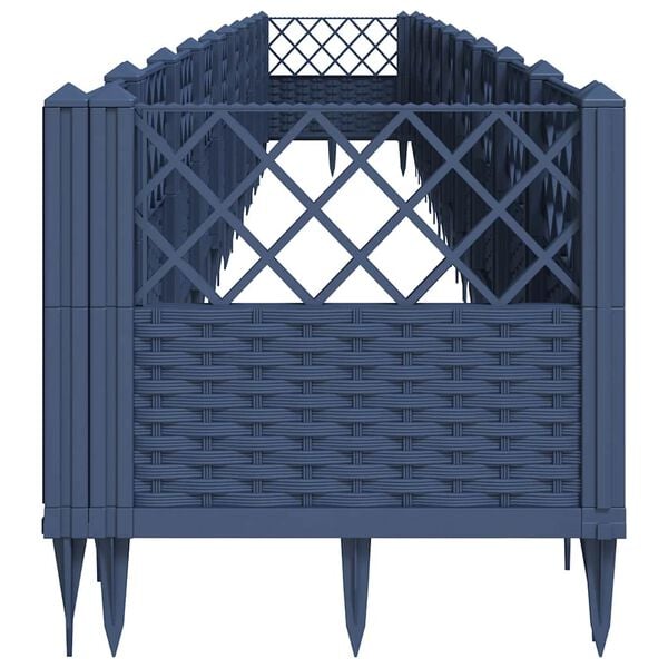 vidaXL Jardini&egrave;re avec piquets bleu gris 363,5x43,5x43,5 cm PP