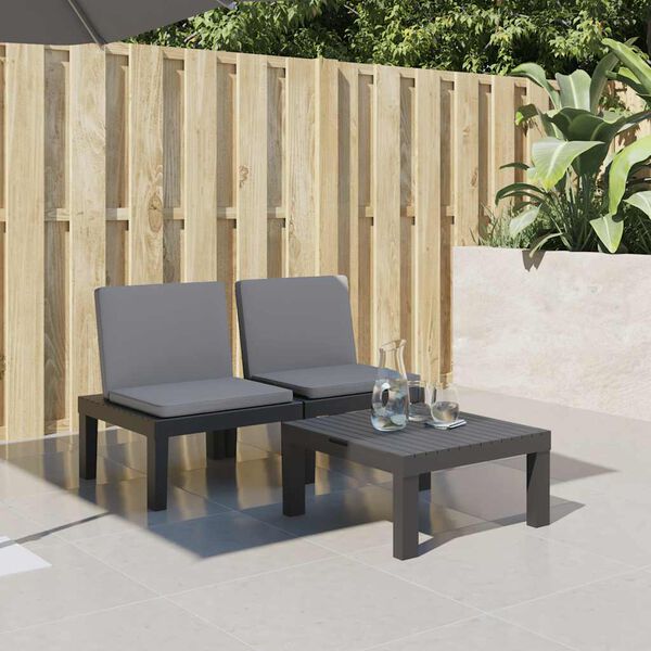 vidaXL Chaise longue avec coussins anthracite PP