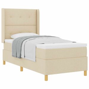 vidaXL Lit &agrave; ressorts avec t&ecirc;te de lit Cr&egrave;me 90 x 190 cm tissu