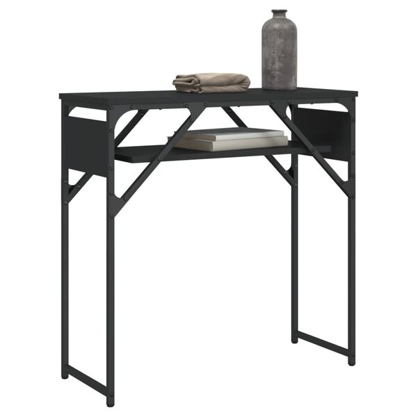 vidaXL Table console avec &eacute;tag&egrave;re noir 75x30x75 cm bois d'ing&eacute;nierie