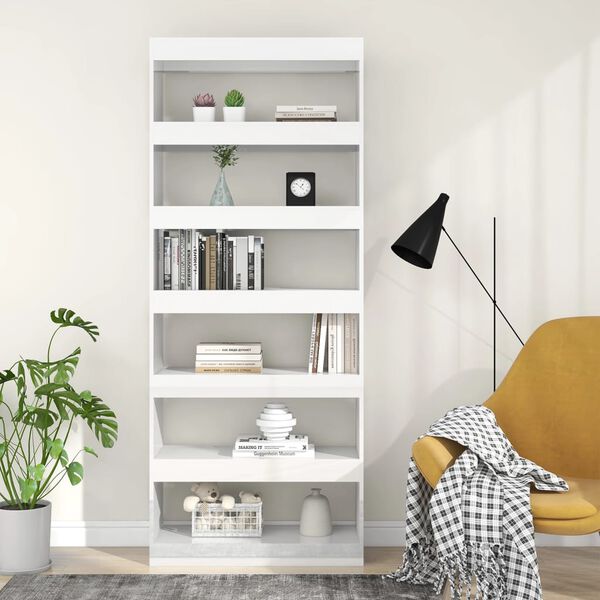 vidaXL Biblioth&egrave;que/S&eacute;parateur de pi&egrave;ce Blanc brillant 80x30x198 cm