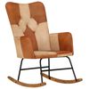 vidaXL Chaise &agrave; bascule Marron Cuir v&eacute;ritable et toile