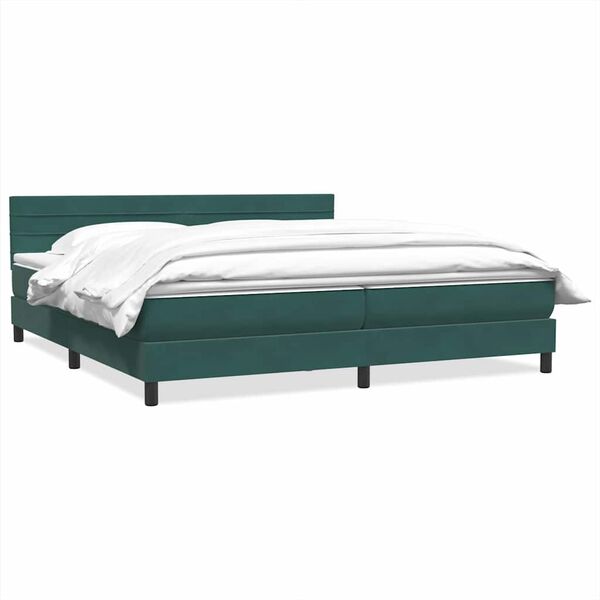 vidaXL Sommier &agrave; lattes de lit et matelas vert fonc&eacute; 200x210cm velours
