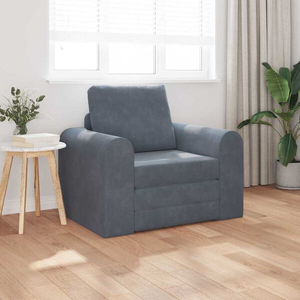vidaXL Canap&eacute;-Lit Gris fonc&eacute; 98 x 71 x 83 cm Velours
